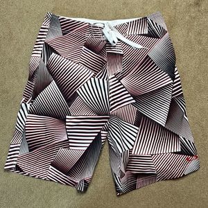 Oakley Red Patterned Swim Trunks Swimsuit Size 32